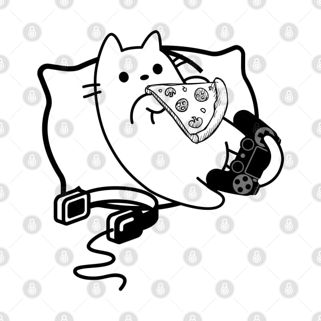 Gamer Cat Pizza Loading Game Paused Contour by GlanceCat