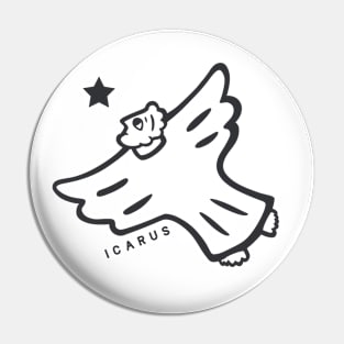 Minimalist, naive art of Icarus. Ancient greek myths and legend. Art in dark ink Pin