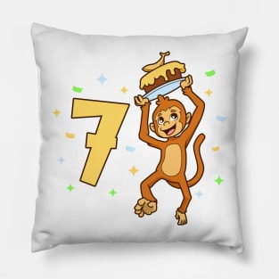 I am 7 with ape - kids birthday 7 years old Pillow