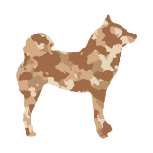 Lilly the Shiba Inu Silhouette - Desert Camo on White T-Shirt