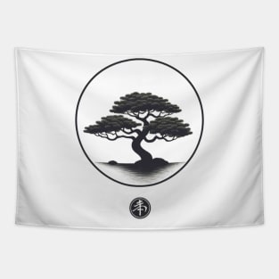 Timeless Bonsai Tree Silhouette Design Tapestry