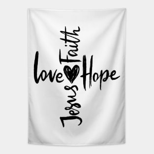 Jesus, Faith, Hope, Love Tapestry