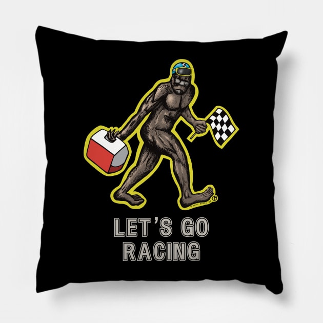 Bigfoot Let’s Go Racing Pillow by Art from the Blue Room