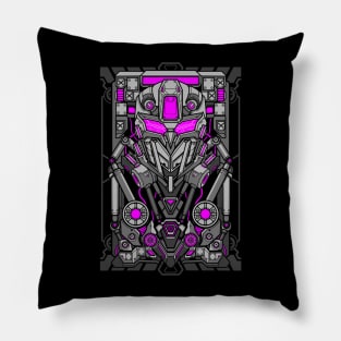 Mecha robot head shield card design Pillow