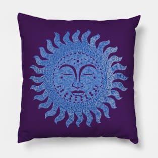 Sun Buddha (blue) Pillow