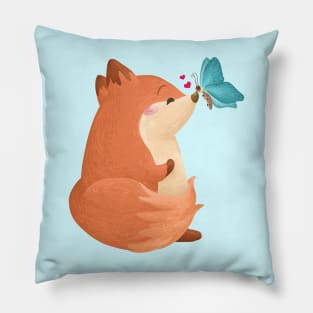 Fox Kissed by the Butterfly Pillow