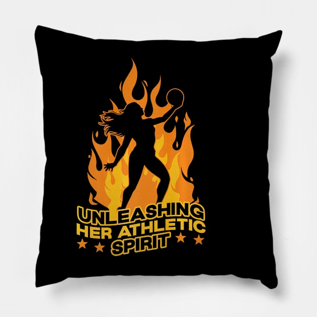 Unleashing Her Athletic Spirit, Serve, Womens Volleyball Premium Pillow by jadolomadolo