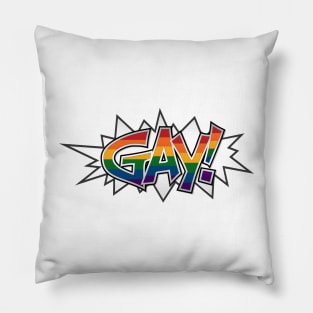 Halftone Gay Pride Typography with Rainbow Flag Background Pillow