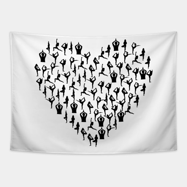 Heart of yoga poses Tapestry by TheDesigNook