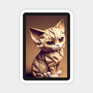 Cute Cat Portrait Paper Art Style Magnet