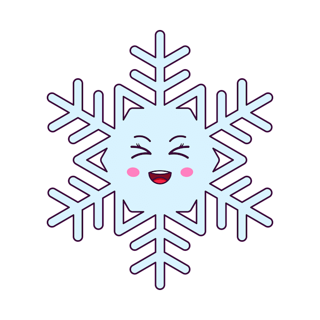 Cartoon Kawaii Snowflake with Laughing Face by DmitryMayer