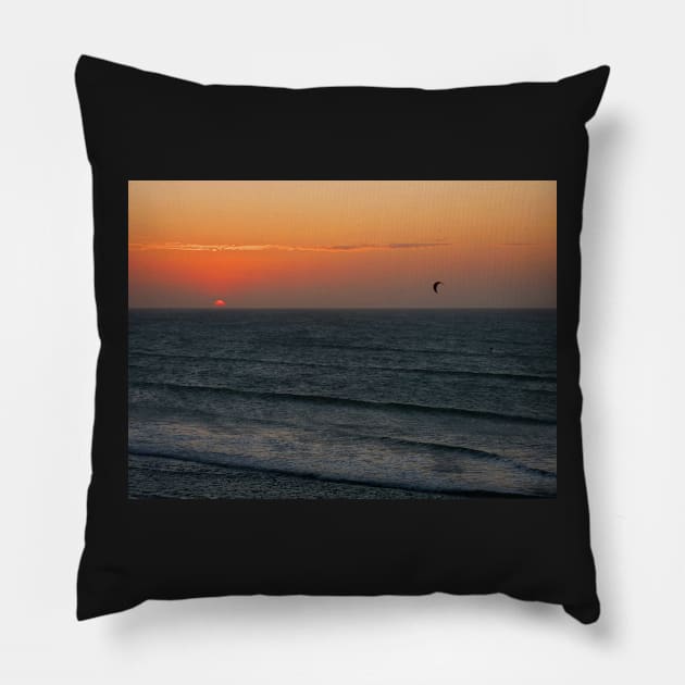 Kitesurfing at sunset Pillow by FollowHedgehog