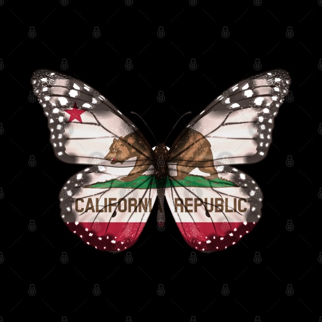 California Flag Butterfly - Gift for Californian From California CA by Country Flags