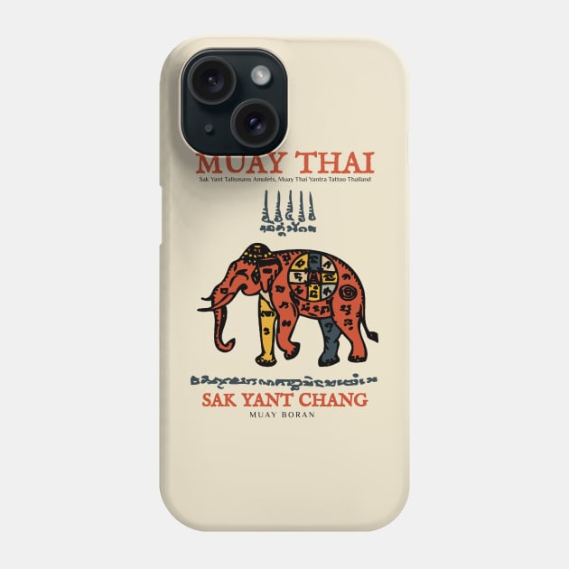 Vintage Muay Thai Tattoo Elephant Phone Case by KewaleeTee