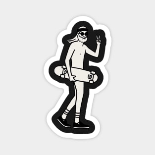 Hipster Skateboarder love - Digital Drawing - B&W Magnet