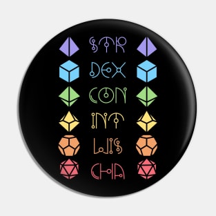 Character Abilities Dice Rainbow Pin