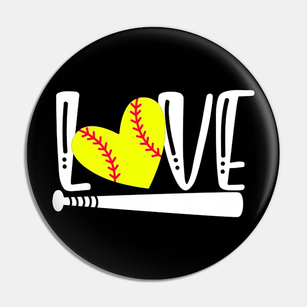 LOVE Softball T-Shirt Funny athlete Gift for Girls Pin by Fowlerbg