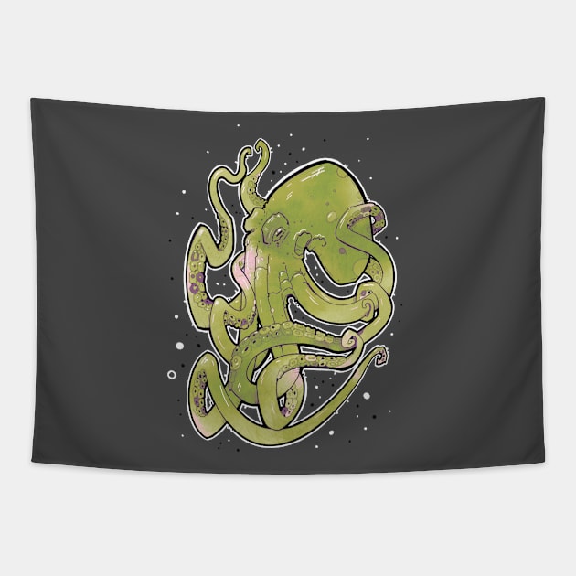 green octopus Tapestry by weilertsen