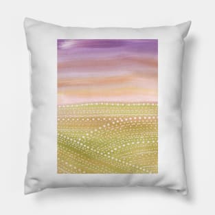 Purple and green abstract landscape Pillow