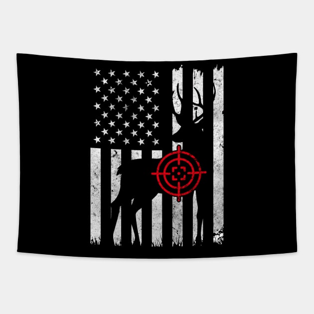 American Flag Deer Hunting Tapestry by Smartdoc