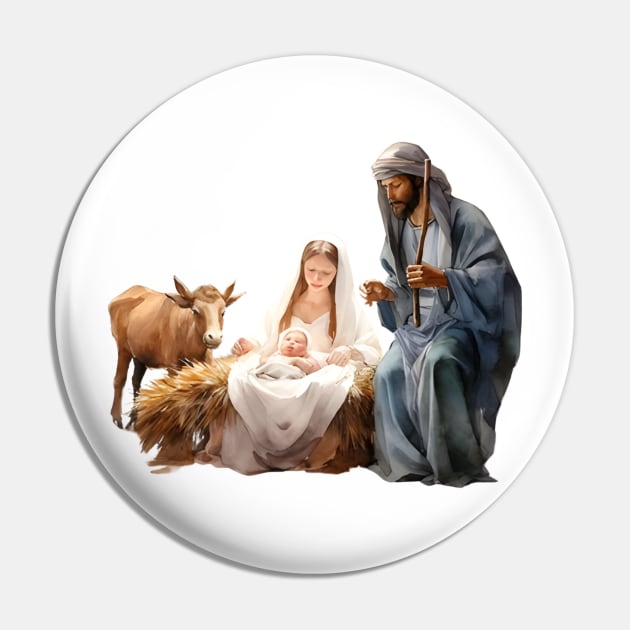 Watercolor Nativity Scene Pin by nomanians