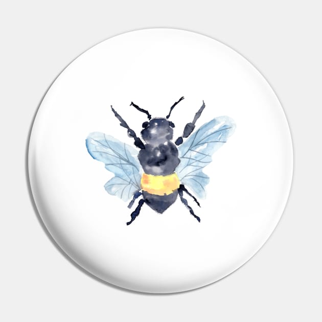 Watercolor Bee Pollinators with florals Pin by Harpleydesign