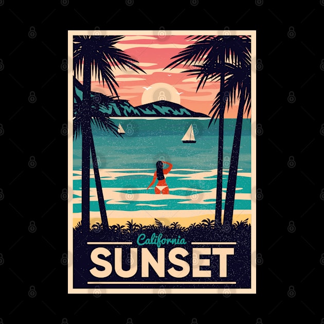 Retro California Sunset by crimsonshirt