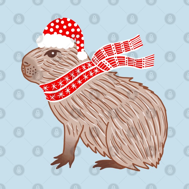Christmas Capybara by julieerindesigns