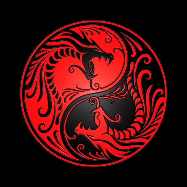 Red and Black Yin Yang Dragons by jeffbartels