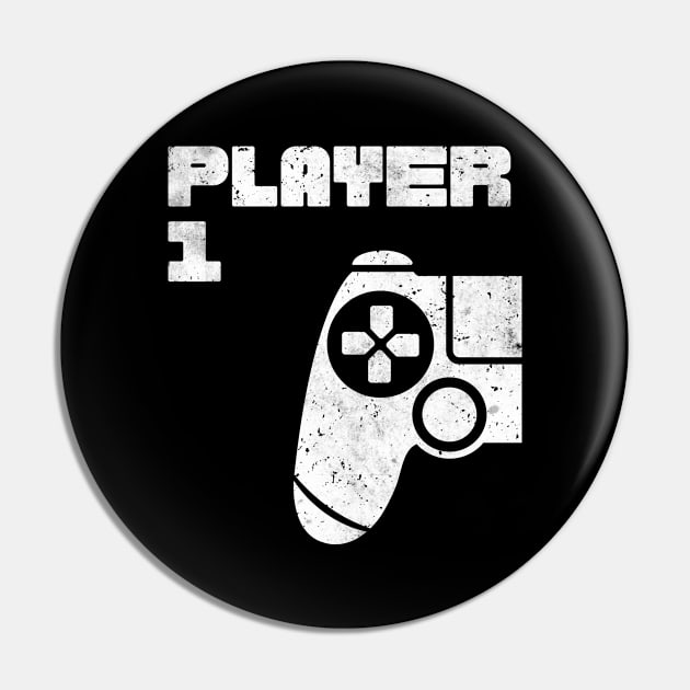 Player 1 Player 2 Gamer Partnerlook Pin by Schwarzweiss