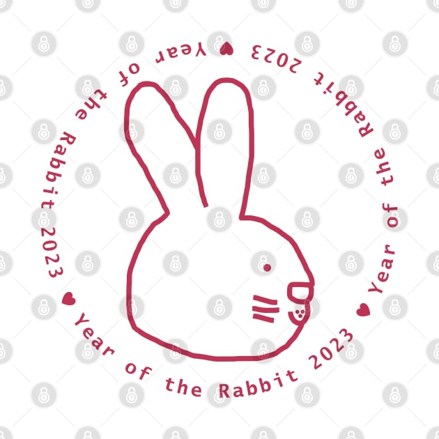 Year of the Rabbit 2023 in Viva Magenta by ellenhenryart