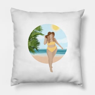 Beach Girl 8, Summertime illustration Pillow