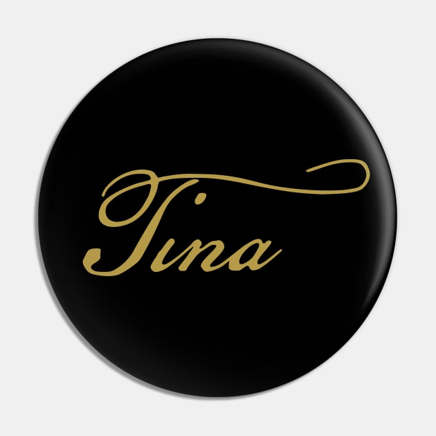 Tina Gold Script Pin by ellenhenryart