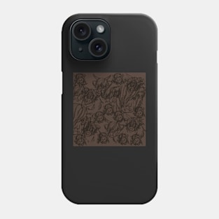 Doodled Highland Cows Pattern Brown Phone Case