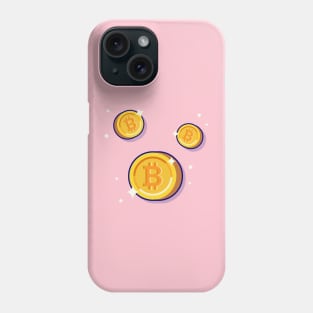 Gold Bitcoin Cartoon Vector Icon Illustration Phone Case