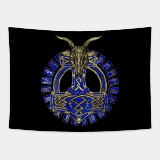 The hammer of Thor - Gold and Lapis Lazuli Tapestry