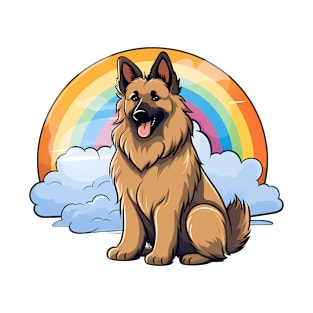 Cute Belgian Tervuren Rainbow Cloud Kawaii Dog Happy Puppy T-Shirt