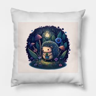 Hedgehog Fairy Tale Scene Pillow