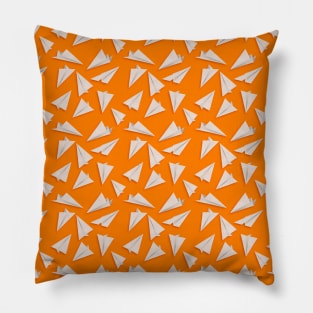 Paper Planes Pattern | White Orange Pillow