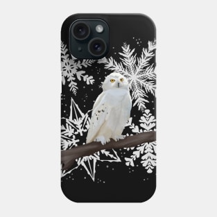 Snowy owl on snowflake pattern Phone Case