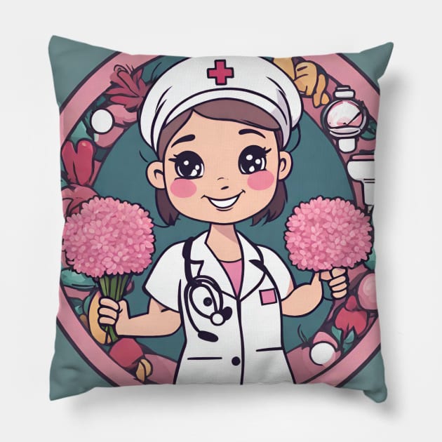 A cute nurse wearing Pillow by saddamco