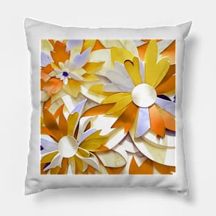 Golden Floral Collage Pillow