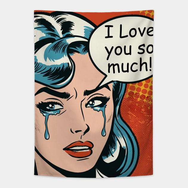 pop art crying girl Tapestry by Tezatoons