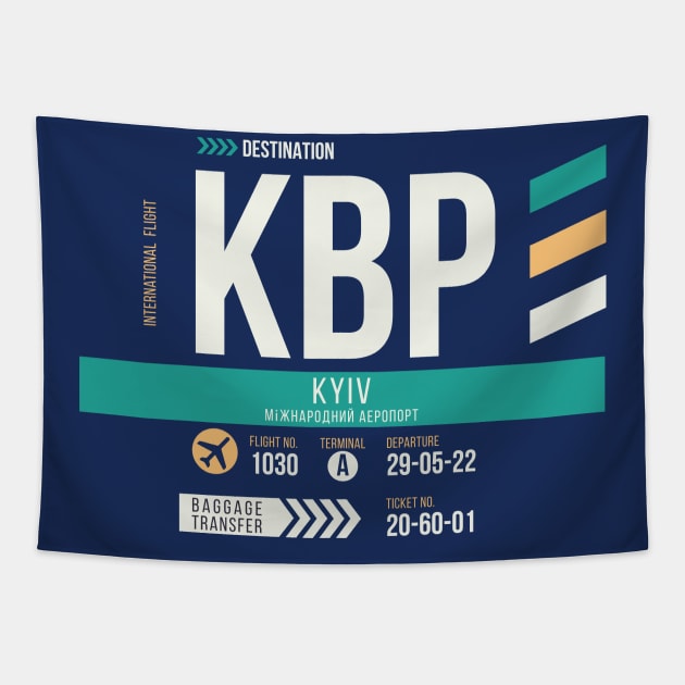 Kyiv (KBP) Airport Code Baggage Tag Tapestry by SLAG_Creative