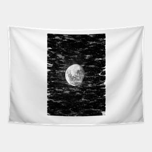 Partial Moon In The Night Sky Monochrome. For Moon Lovers. Tapestry