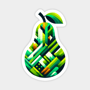 Abstract Pear Geometry: Lush Green Design Magnet