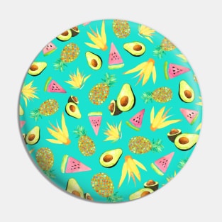 Tropical Fruit Salad Aqua Pin