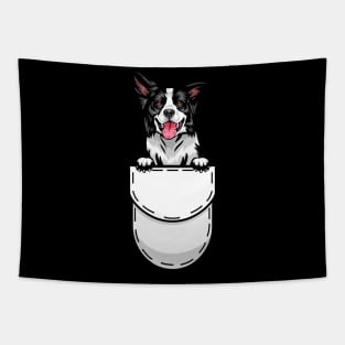 Funny Border Collie Pocket Dog Tapestry