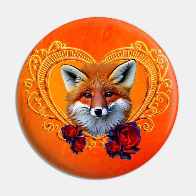 Wonderful head of a fox with heart Pin by Nicky2342