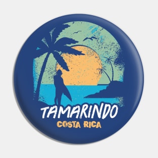 Retro Sunset Tamarindo Costa Rica Surfing // Retro Surfer Beach Pin